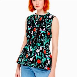 Kate Spade Jardin Hummingbird Sleeveless Top, M